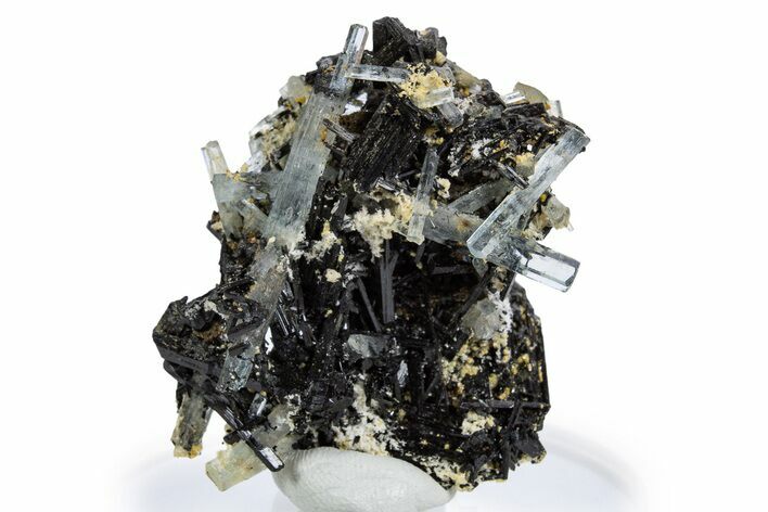 Gemmy Aquamarine and Schorl Crystals on Feldspar - Namibia #346207